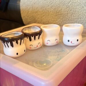 Cute vinyl small marshmallow Face Mugs Set of 4